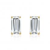 Lab Grown Diamond Studs Earrings Baguette 0.50 ct. tw. (I-J, VS1-VS2) in 14k Yellow Gold 4-Prong Basket