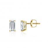 Lab Grown Diamond Studs Earrings Baguette 0.62 ct. tw. (I-J, VS1-VS2) in 14k Yellow Gold 4-Prong Basket