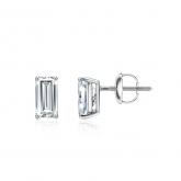 Certified Lab Grown Diamond Studs Earrings Baguette 2.00 ct. tw. (I-J, VS1-VS2) in 14k White Gold 4-Prong Basket