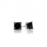 Certified 14k White Gold 4-Prong Martini Princess-Cut Black Diamond Stud Earrings 0.50 ct. tw.