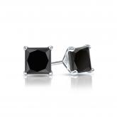 Certified Platinum 4-Prong Martini Princess-Cut Black Diamond Stud Earrings 1.50 ct. tw.