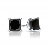 Certified Platinum 4-Prong Martini Princess-Cut Black Diamond Stud Earrings 2.00 ct. tw.