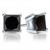 Certified Platinum 4-Prong Basket Princess-Cut Black Diamond Stud Earrings 4.00 ct. tw.