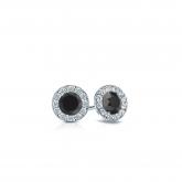 Certified 14k White Gold Halo Round Black Diamond Stud Earrings 0.50 ct. tw.