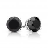 Round Black Diamond Stud Earrings 2.00 ct. tw. In 14k White Gold 4-Prong Basket