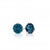 Certified 14k Rose Gold 3-Prong Martini Round Blue Diamond Stud Earrings 0.25 ct. tw. (Blue, SI1-SI2)