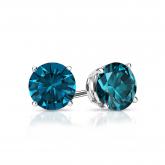 Certified Platinum 4-Prong Basket Round Blue Diamond Stud Earrings 0.75 ct. tw. (Blue, SI1-SI2)