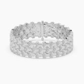 Three Row Fancy Link Lab Diamond Bracelet (1.57ct. tw.) in 14K White Gold
