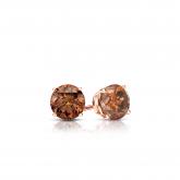 Certified 14k Rose Gold 4-Prong Basket Round Brown Diamond Stud Earrings 0.25 ct. tw.  (Brown, SI1-SI2)