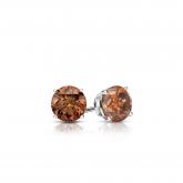 Certified 14k White Gold 4-Prong Basket Round Brown Diamond Stud Earrings 0.25 ct. tw.  (Brown, SI1-SI2)