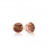 Certified 14k Rose Gold Bezel Round Brown Diamond Stud Earrings 0.25 ct. tw.  (Brown, SI1-SI2)