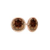 14k Rose Gold Bezel Round Brown Diamond Stud Earrings 1.00 ct. tw. (Brown, SI1-SI2)