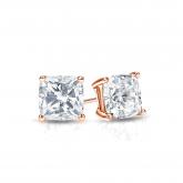 Natural Diamond Stud Earrings Cushion 0.50 ct. tw. (H-I, SI1-SI2) 14k Rose Gold 4-Prong Basket