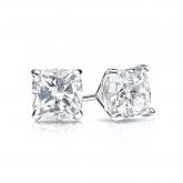Natural Diamond Stud Earrings Cushion 0.75 ct. tw. (I-J, I1) 18k White Gold 4-Prong Martini