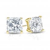 Natural Diamond Stud Earrings Cushion 1.00 ct. tw. (H-I, SI1-SI2) 18k Yellow Gold 4-Prong Basket