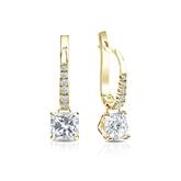 Certified 14k Yellow Gold Dangle Studs 4-Prong Martini Cushion Cut Diamond Earrings 1.00 ct. tw. (G-H, VS2)
