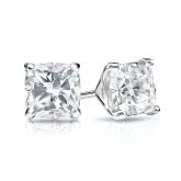 Natural Diamond Stud Earrings Cushion 1.00 ct. tw. (I-J, I1) 14k White Gold 4-Prong Martini