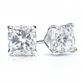 Natural Diamond Stud Earrings Cushion 1.50 ct. tw. (H-I, SI1-SI2) 18k White Gold 4-Prong Martini