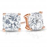 Natural Diamond Stud Earrings Cushion 3.00 ct. tw. (H-I, SI1-SI2) 14k Rose Gold 4-Prong Basket