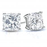 Natural Diamond Stud Earrings Cushion 2.00 ct. tw. (I-J, I1) 18k White Gold 4-Prong Basket