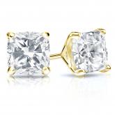 Natural Diamond Stud Earrings Cushion 2.00 ct. tw. (I-J, I1) 14k Yellow Gold 4-Prong Martini