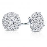 14k White Gold Prong-Set Cluster Round Diamond Earring 2.00 ct. tw. (H, SI1)