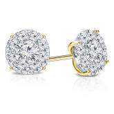 14k Yellow Gold Prong-Set Cluster Round Diamond Earring 2.00 ct. tw. (H, SI1)