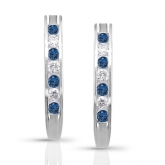 14k White Gold Channel Set Blue and White Round-Cut Diamond Earrings 0.50 ct. tw. (I-J, SI1-SI2)