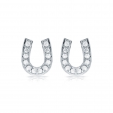 10k White Gold Horseshoe Shaped Round-Cut Diamond Earrings 0.10 ct. tw. (H-I, I1-I2)