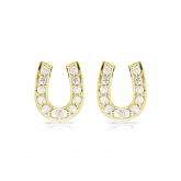 10k Yellow Gold Horseshoe Shaped Round-Cut Diamond Earrings 0.10 ct. tw. (H-I, I1-I2)
