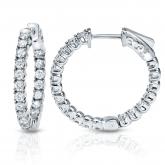 14k White Gold Small Round Diamond Hoop Earrings 0.50 ct. tw. (H-I, SI1 ...