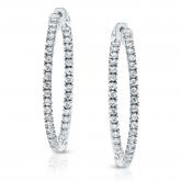 14k White Gold 4-Prong Setting Round Diamond Hoop Earrings 1 ct. tw. (G-H, I1-I2), with Patented Safety Lock 0.82-inch