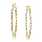 14k Yellow Gold Medium Round Diamond Hoop Earrings 2.00 ct. tw. (H-I, SI1-SI2), 1.57-inch (40mm)