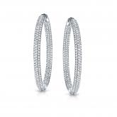 14k White Gold Medium Micro Pave Round Diamond Hoop Earrings 2.00 ct. tw. (H-I, SI1-SI2), 1.25-inch (31.75mm)