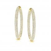 14k Yellow Gold Medium Micro Pave Round Diamond Hoop Earrings 2.00 ct. tw. (H-I, SI1-SI2), 1.25-inch (31.75mm)