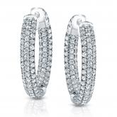 14k White Gold Large Micro Pave Round Diamond Hoop Earrings 3.50 ct. tw (H-I, SI1-SI2), 2-inch (50.8mm)