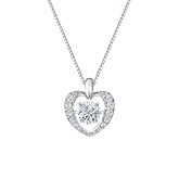 RhythmRocks® 14k White Dancing Stone 1/3ct TDW Diamond Heart Pendant (G-H, I1-I2)