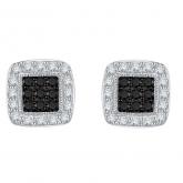 Certified 10k White Gold Black & White Round Cut Diamond Earrings 0.40 ct. tw.