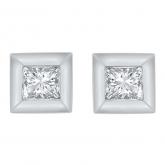 Certified 10k White Gold Princess Cut White Diamond Earrings 0.10 ct. tw.