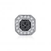 Certified 10k White Gold Black & White Round Cut SINGLE Diamond Earring 0.38 ct. tw.