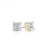 Certified 18k Yellow Gold 4-Prong Basket Princess Baby Diamond Stud Earrings  0.20ct. tw. (I-J, I1)