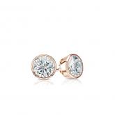 Certified 14k Rose Gold Bezel Round Baby Diamond Stud Earrings  0.15ct. tw. (I-J, I1)