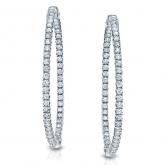 Certified 14K White Gold Medium Round Diamond Hoop Earrings 1.50 ct. tw. (J-K, I1-I2), 1.25inch