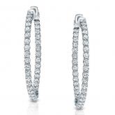 Certified 14K White Gold Medium Inside-Out Trellis-style Round Diamond Hoop Earrings 3.25 ct. tw. (J-K, I1-I2), 1.0 inch
