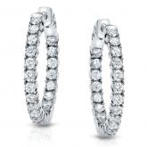 Certified 14K White Gold Medium Round Diamond Hoop Earrings 5.25 ct. tw. (J-K, I1-I2), 1.25 inch