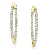 Certified 14K Yellow Gold Medium Trellis-style Round Diamond Hoop Earrings 1.25 ct. tw. (H-I, SI1-SI2), 0.75 inch