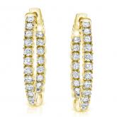 Certified 14K Yellow Gold Medium Round Diamond Inside-Out Hoop Earring 2.00 ct.tw. (H-I, SI1-SI2), 0.75 inch