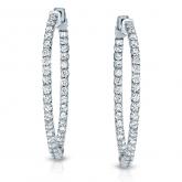 Certified 14K White Gold Medium Trellis-style Round Diamond Hoop Earrings 2.25 ct. tw. (H-I, SI1-SI2), 1.0 inch