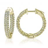 Certified 14K Yellow Gold Medium Inside Out Pave Round Diamond Hoop Earrings 1.00 ct. tw. (H-I, SI1-SI2), 0.75 inch