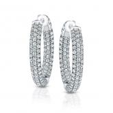 Certified 14K White Gold Medium Inside Out Pave Round Diamond Hoop Earrings 1.00 ct. tw. (J-K, I1-I2), 0.75 inch